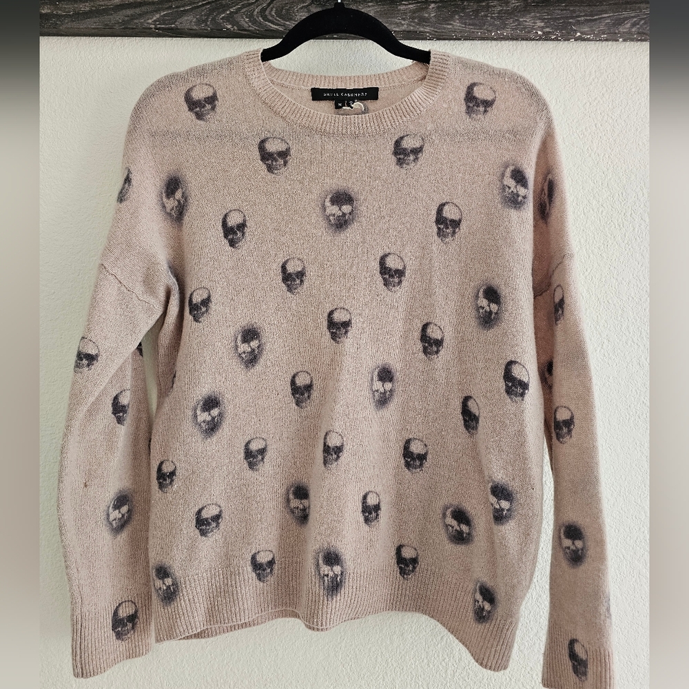 Skull Cashmere Beige Skull Pattern Sweater